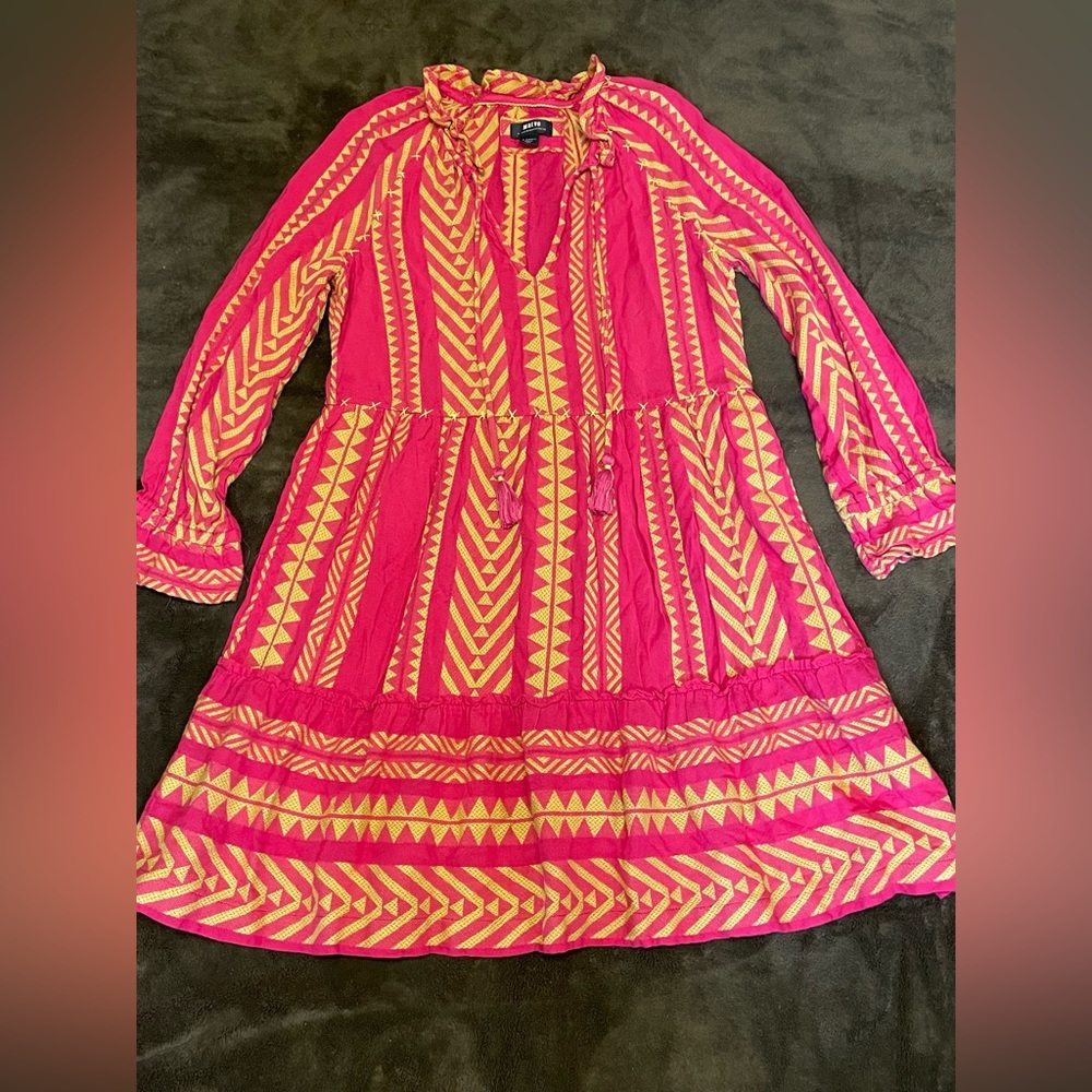 Maeve Pink and Cream Midi Dress